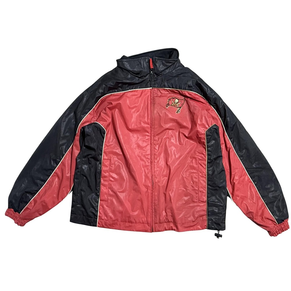 Tampa Bay Buccaneers Jacket Mens Medium Red Black NFL Football Full‎ Zip Coat